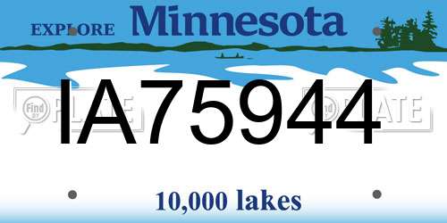 IA75944 Minnesota License Plate