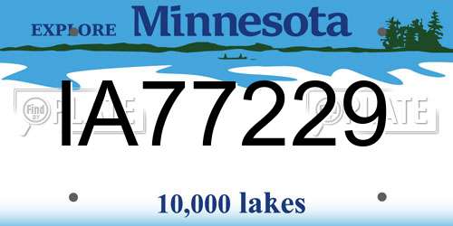 IA77229 Minnesota License Plate