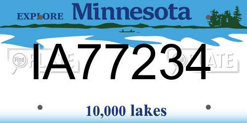 IA77234 Minnesota License Plate