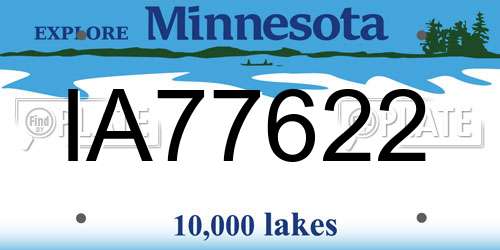 IA77622 Minnesota License Plate