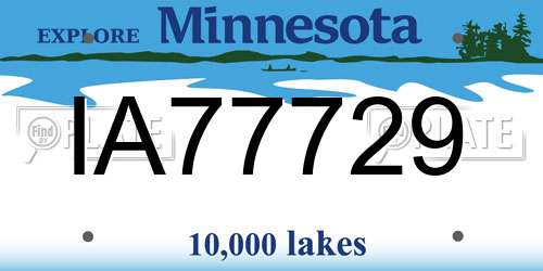 IA77729 Minnesota License Plate