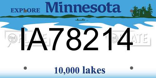 IA78214 Minnesota License Plate