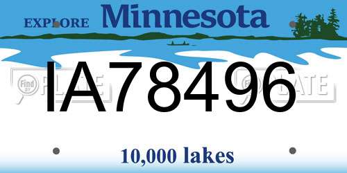 IA78496 Minnesota License Plate