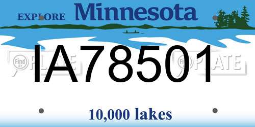 IA78501 Minnesota License Plate