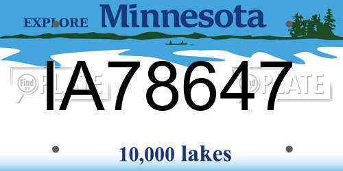 IA78647 Minnesota License Plate