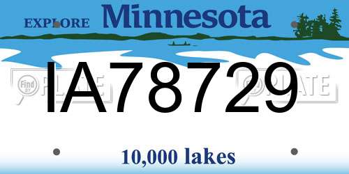 IA78729 Minnesota License Plate