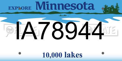 IA78944 Minnesota License Plate