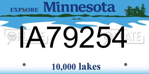 IA79254 Minnesota License Plate