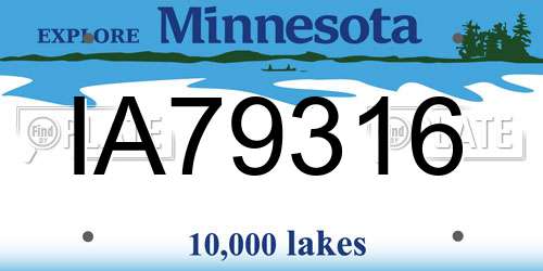 IA79316 Minnesota License Plate