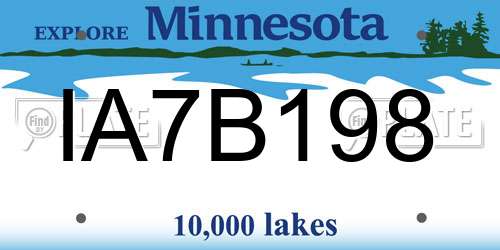 IA7B198 Minnesota License Plate