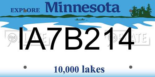 IA7B214 Minnesota License Plate