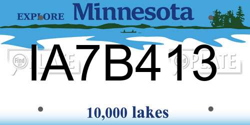 IA7B413 Minnesota License Plate