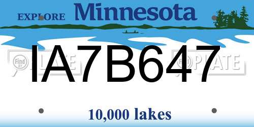 IA7B647 Minnesota License Plate