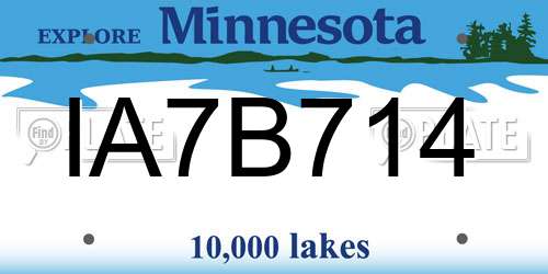 IA7B714 Minnesota License Plate