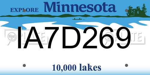IA7D269 Minnesota License Plate