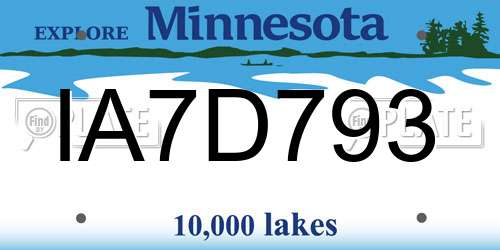 IA7D793 Minnesota License Plate
