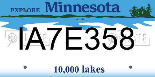 IA7E358 Minnesota License Plate