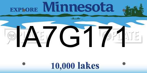 IA7G171 Minnesota License Plate