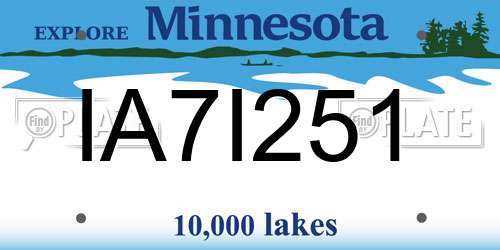IA7I251 Minnesota License Plate