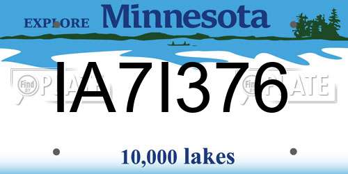 IA7I376 Minnesota License Plate