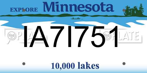 IA7I751 Minnesota License Plate
