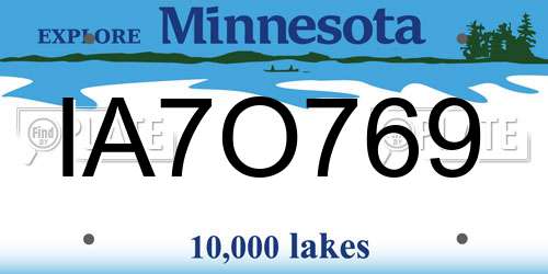 IA7O769 Minnesota License Plate