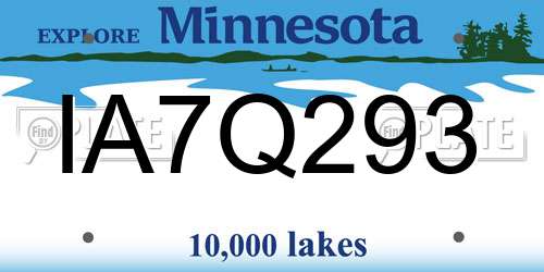 IA7Q293 Minnesota License Plate