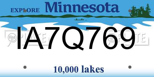 IA7Q769 Minnesota License Plate