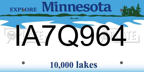 IA7Q964 Minnesota License Plate