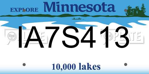 IA7S413 Minnesota License Plate