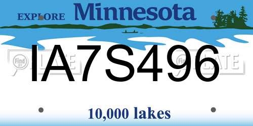 IA7S496 Minnesota License Plate