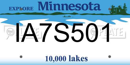 IA7S501 Minnesota License Plate
