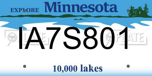 IA7S801 Minnesota License Plate