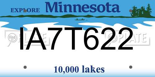 IA7T622 Minnesota License Plate