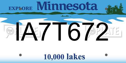 IA7T672 Minnesota License Plate