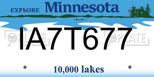 IA7T677 Minnesota License Plate