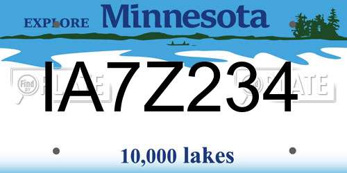 IA7Z234 Minnesota License Plate