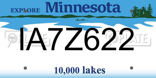 IA7Z622 Minnesota License Plate