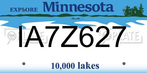 IA7Z627 Minnesota License Plate