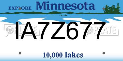 IA7Z677 Minnesota License Plate