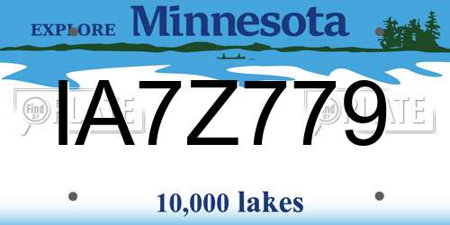 IA7Z779 Minnesota License Plate