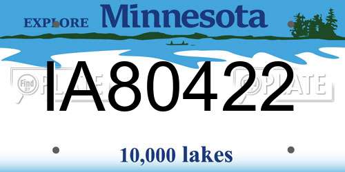 IA80422 Minnesota License Plate