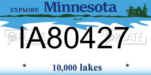IA80427 Minnesota License Plate