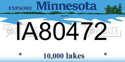 IA80472 Minnesota License Plate