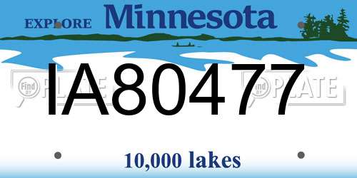 IA80477 Minnesota License Plate