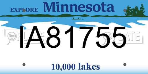 IA81755 Minnesota License Plate