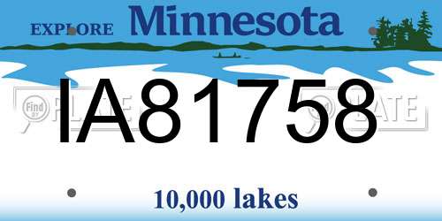 IA81758 Minnesota License Plate
