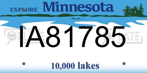 IA81785 Minnesota License Plate