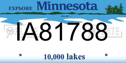 IA81788 Minnesota License Plate
