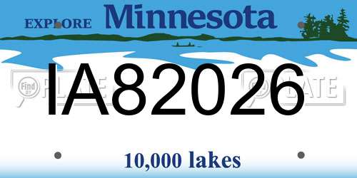 IA82026 Minnesota License Plate